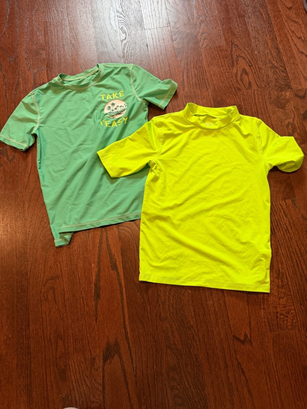 1 GAP, 1 Cat&Jack, Kids Neon Yellow and Mint Green Short-Sleeve Rashguards